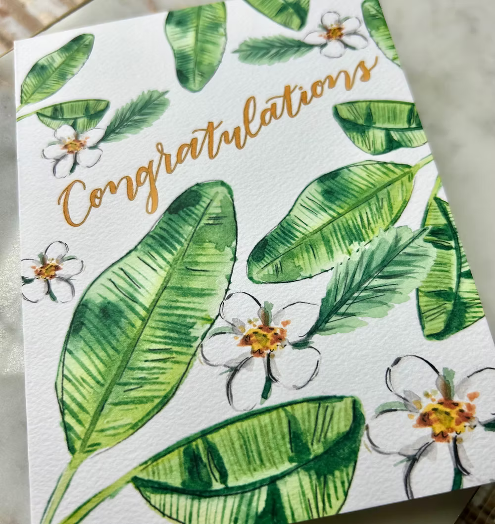 Congratulations - leaves & flowers