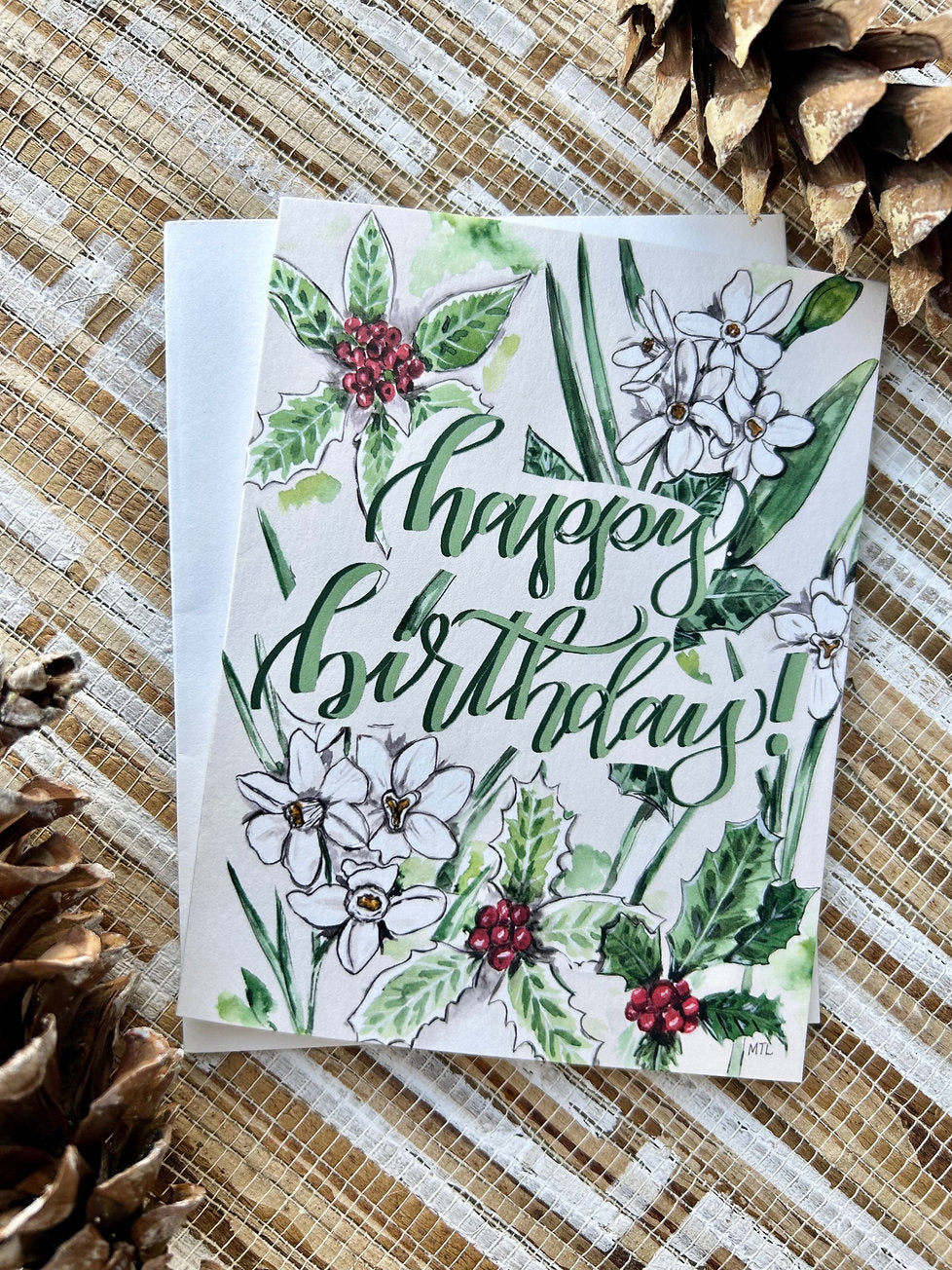 Birth Month Flower - December - Holly & Narcissus