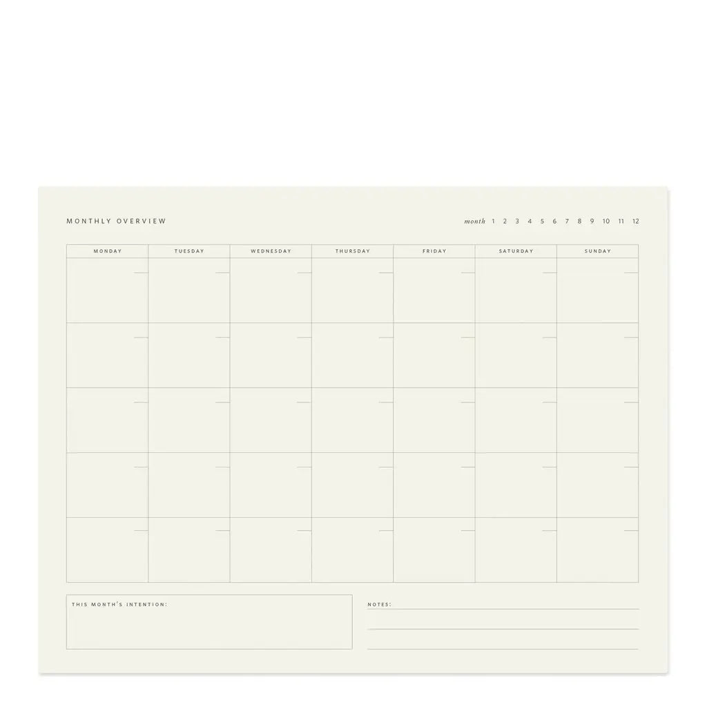 Monthly Calendar Notepad