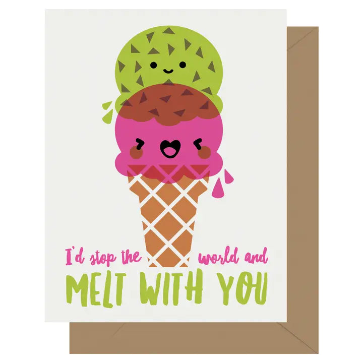Cutie Kawaii Melt with You Ice Cream Card