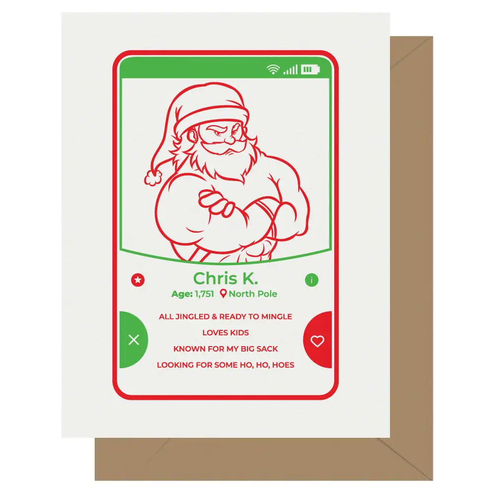 Holiday Santa Claus Dating App Christmas Card