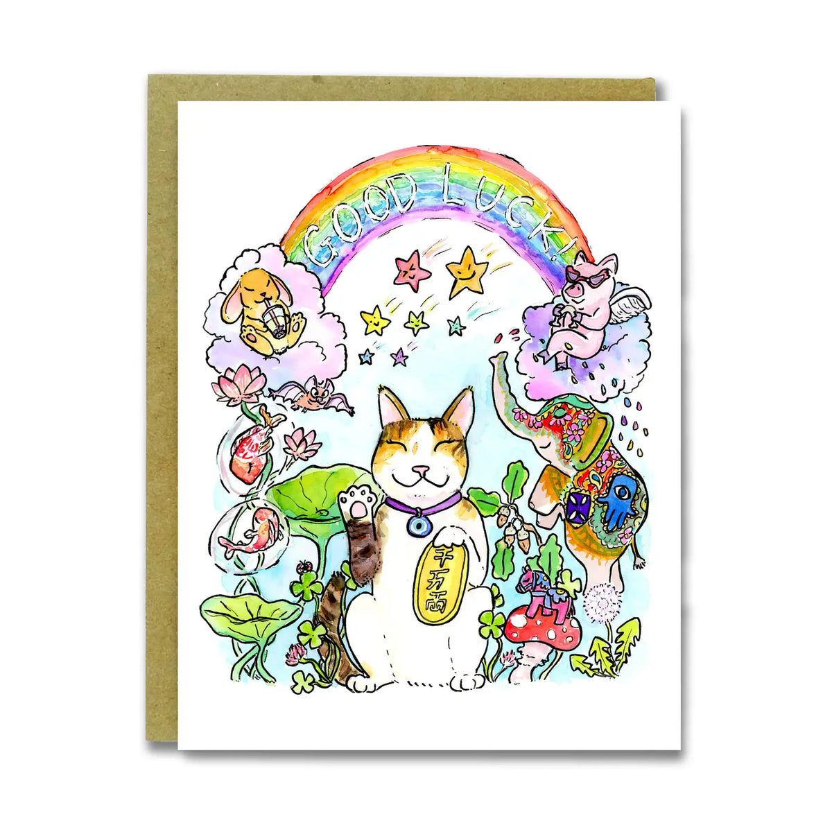 Good Luck Whimsical Lucky Objects Card