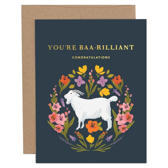 You're Baa-Rilliant Goat Congratulations Card