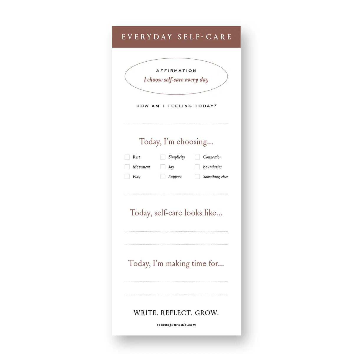 Everyday Self-Care Notepad