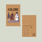 Bigfoot Believe Snowman Christmas Brown Kraft Paper Postcard