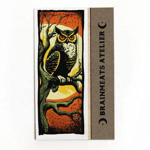 Owl in Moonlight – Witchy Halloween Horned Owl Bookmark