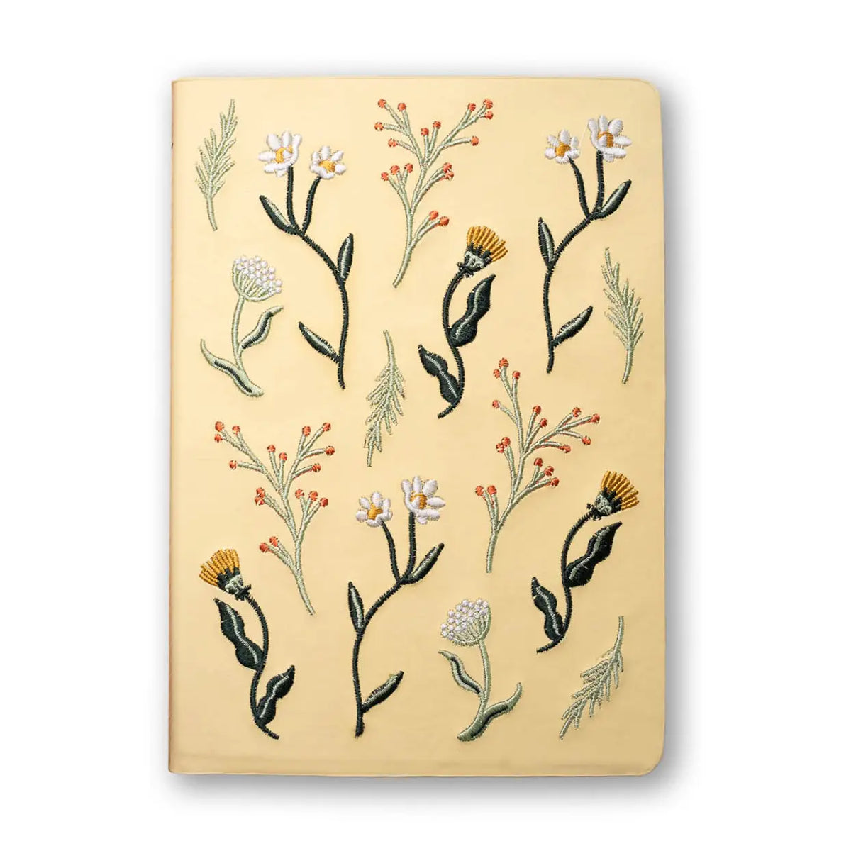 Butter Yellow Blooms Embroidered Journal Notebook