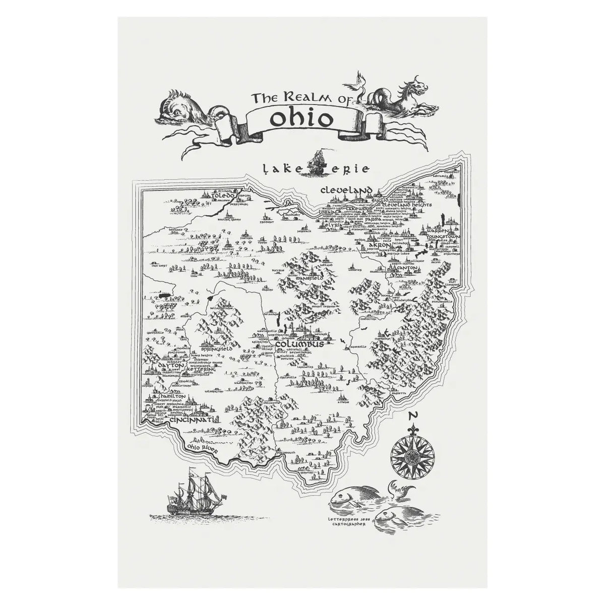Realm Lord of the Rings-Inspired State Map Print
