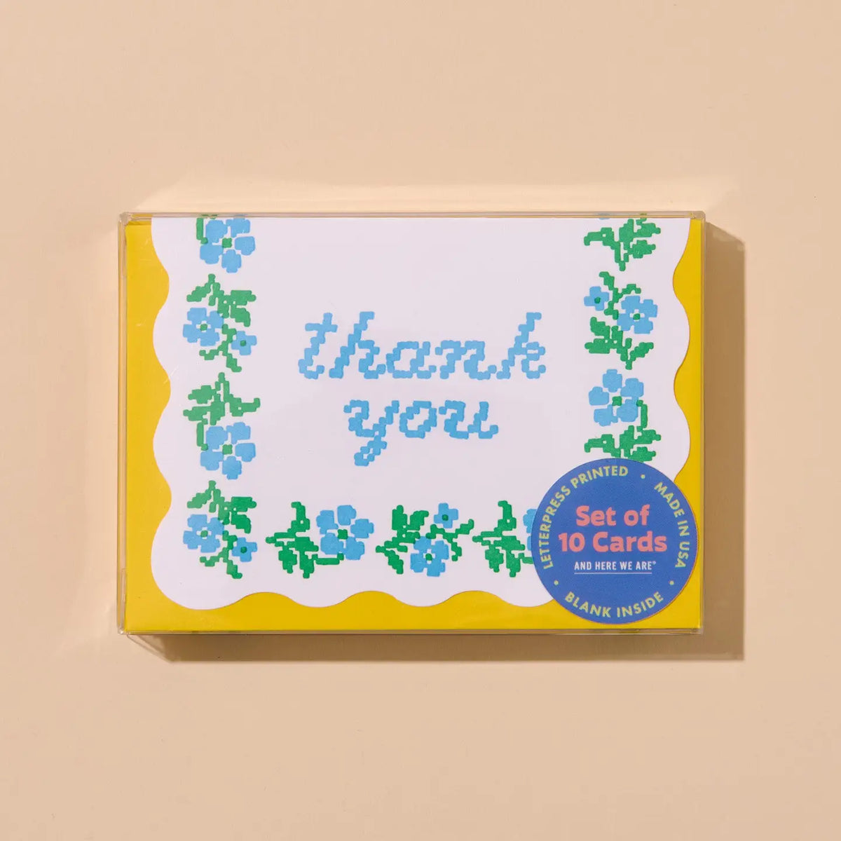 Floral Cross Stitch Thank You Notecard Set