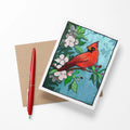 Cardinal on Apple Blossoms Notecard