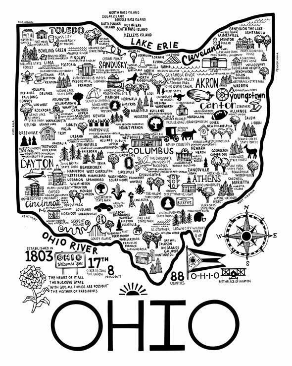 Ohio Map White