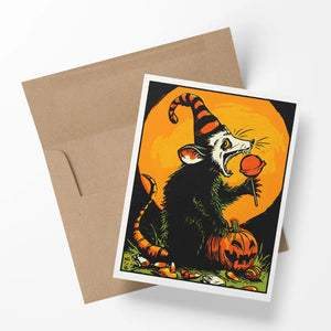Retro Possum Party Halloween Notecard