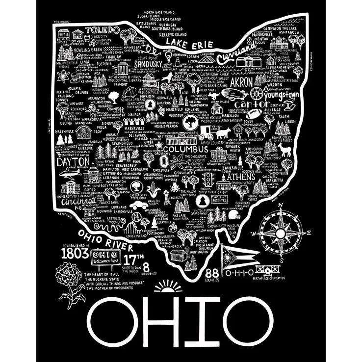 Ohio Map Black