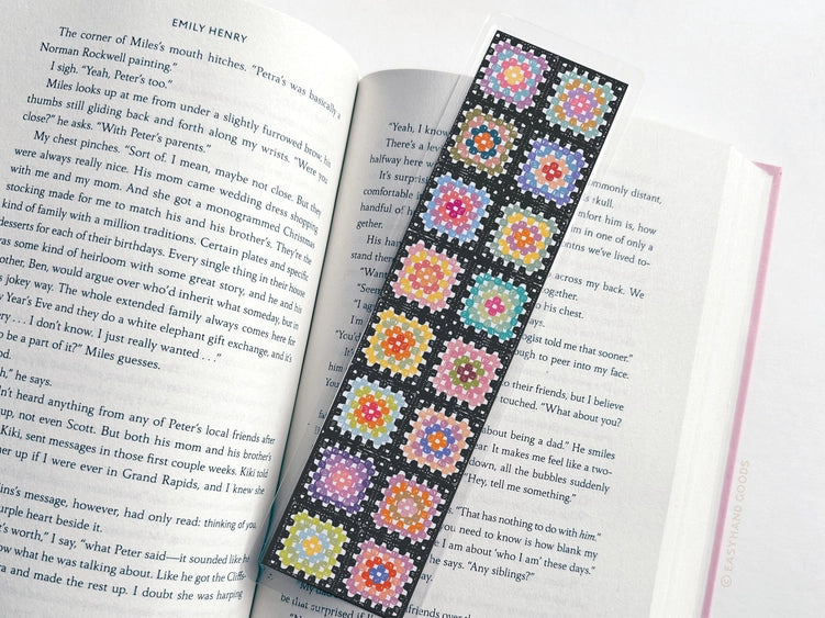 Granny Squares Crochet Blanket Laminated Bookmark