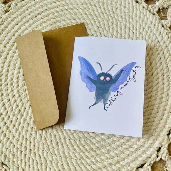 Cute Mothman Fairy Cryptid Birthday Card