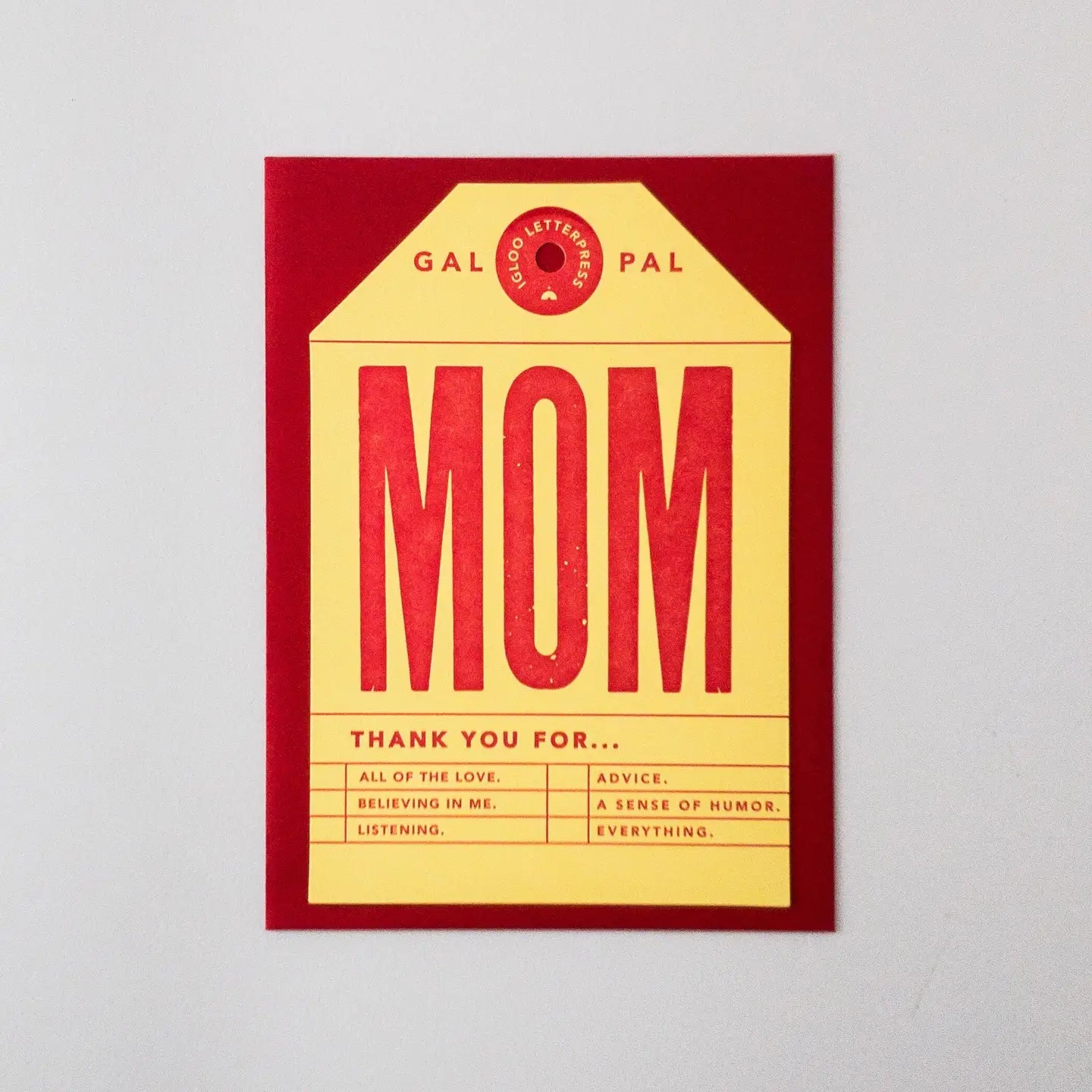 Mom Tag Letterpress Card