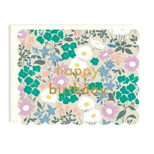 Happy Birthday Scalloped Floral Card