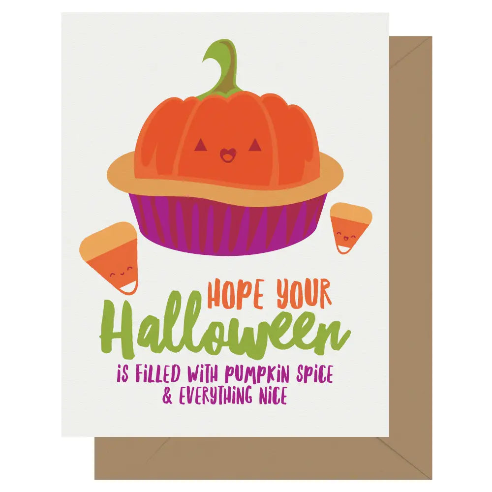 Cutie Kawaii Pumpkin Spice Halloween Card