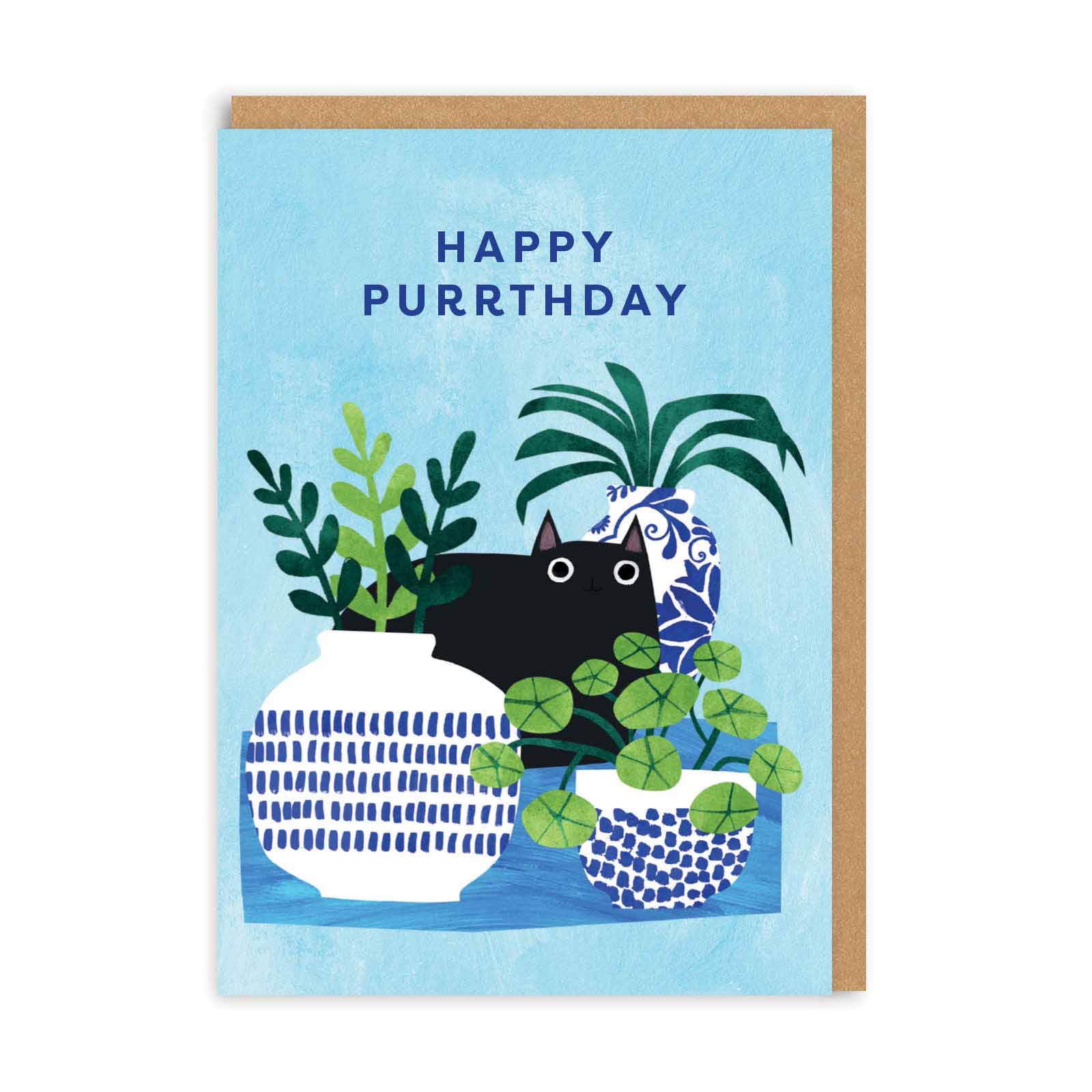 Happy Purrthday Vases Birthday Card