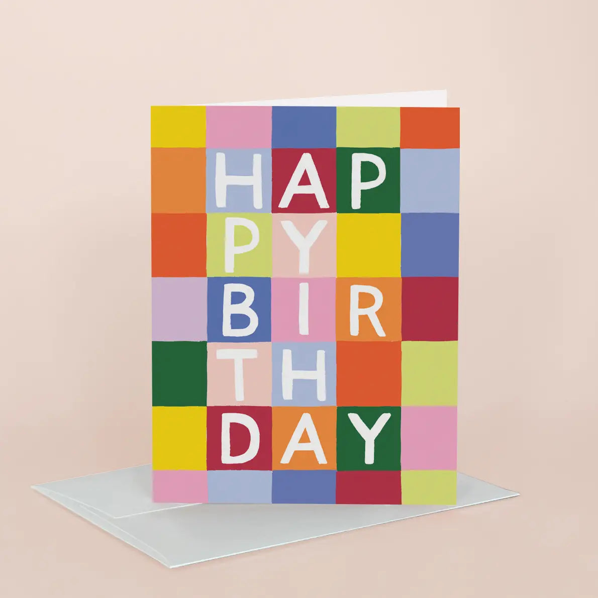 Rainbow Checks Birthday Greeting Card