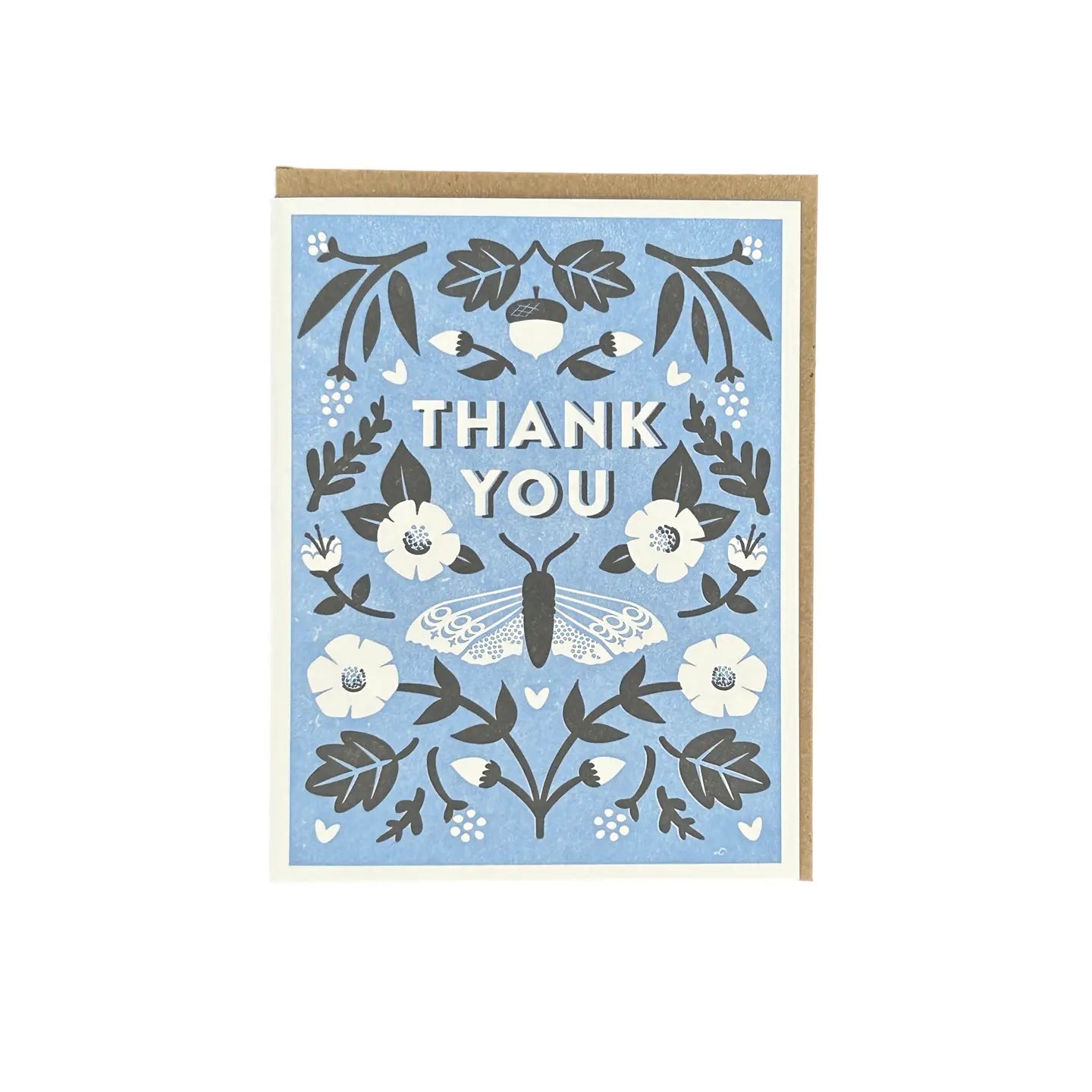 Botanical Moth Thank You Letterpress Card