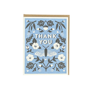 Botanical Moth Thank You Letterpress Card