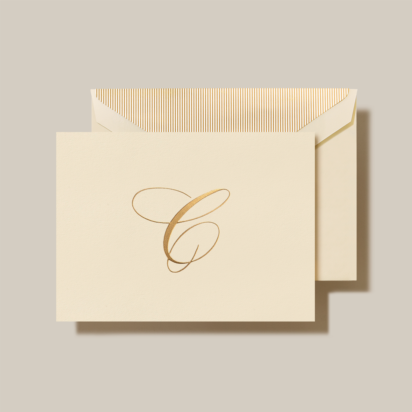 Crane Script Initial Folded Notecard, Set of 20