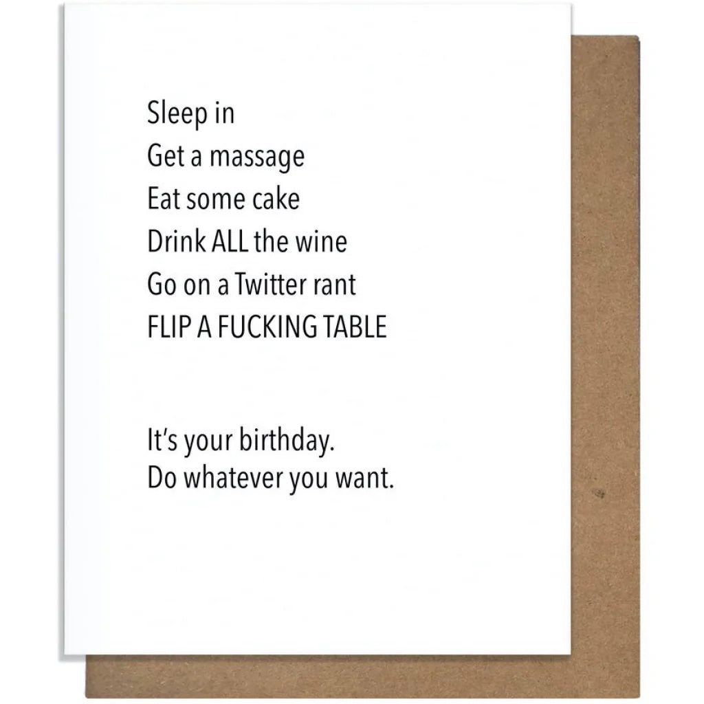 "Sleep In, Get A Massage..." Birthday Card