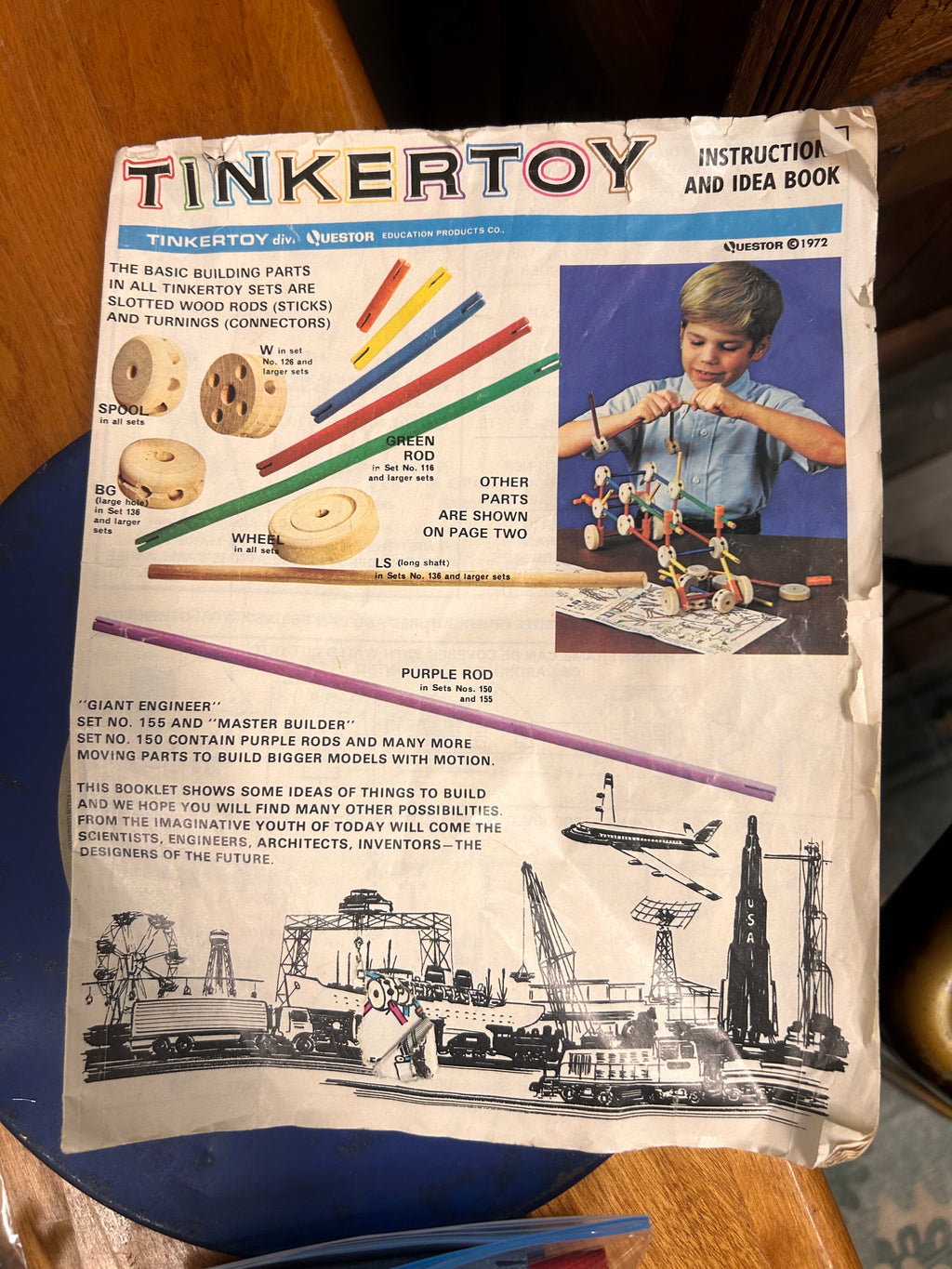Vintage Tinkertoy Wooden Building Set