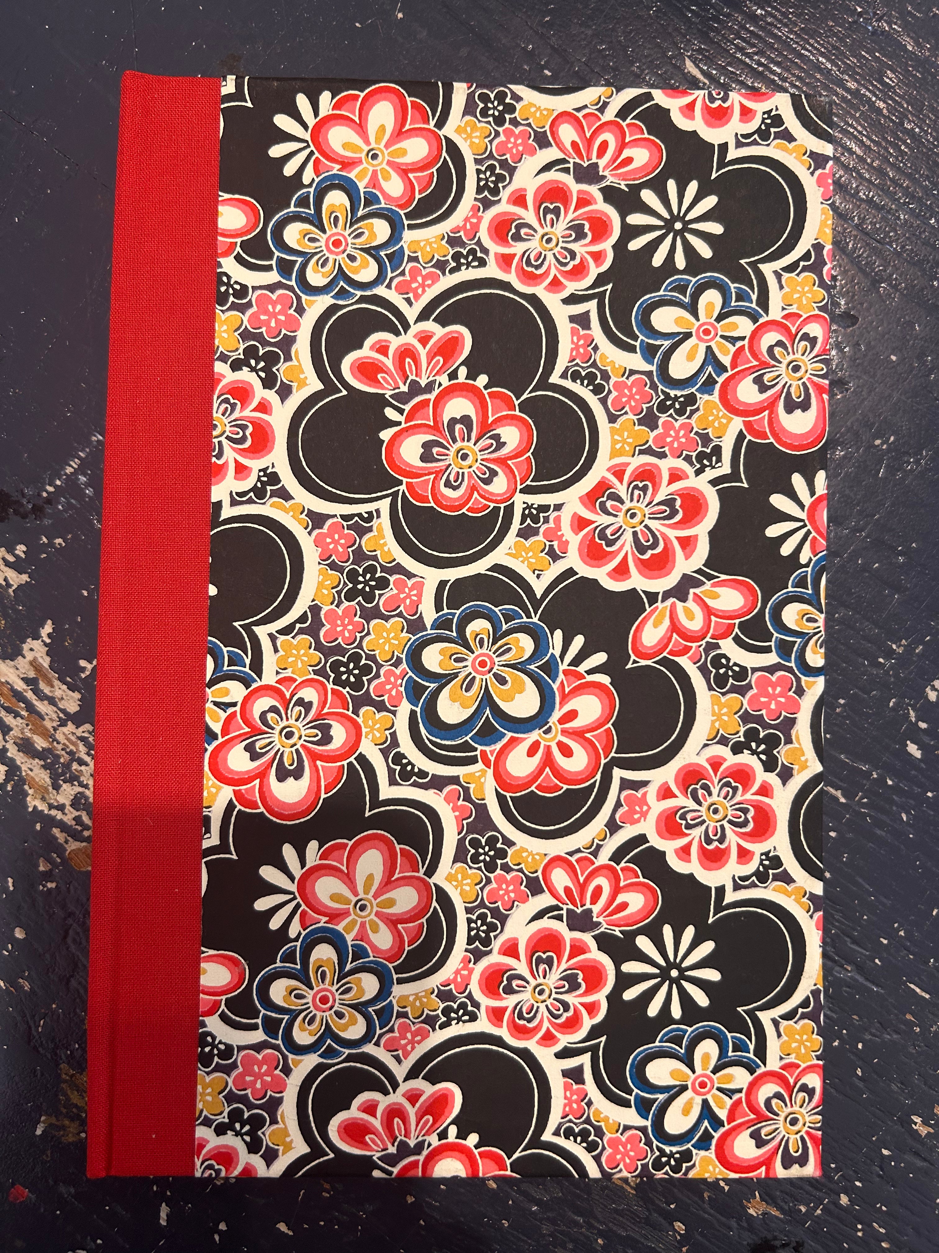 Red Floral Hard Cover Journal - Lined