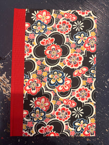 Red Floral Hard Cover Journal - Lined