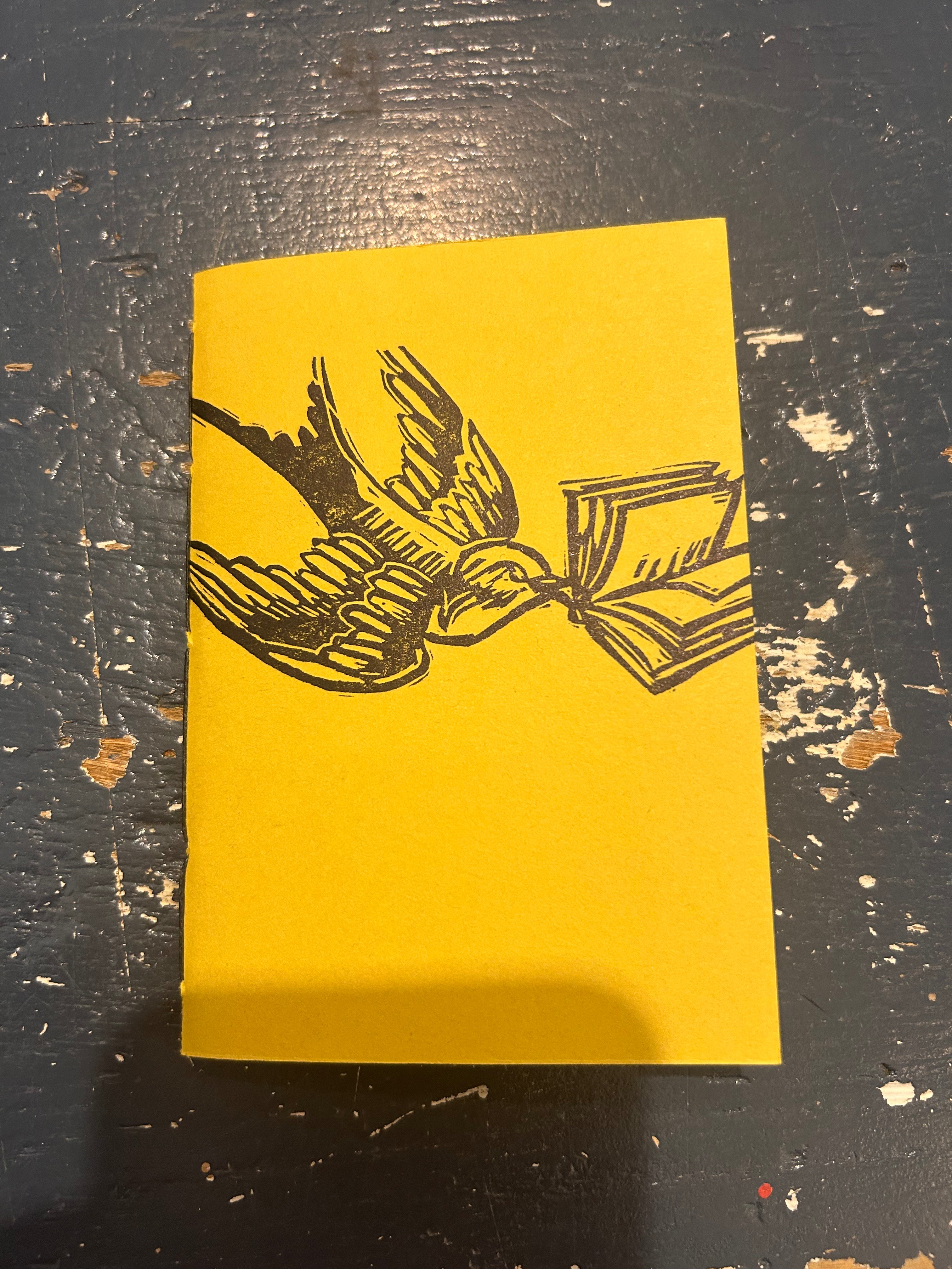 Hand sewn softcover journal - bird with book