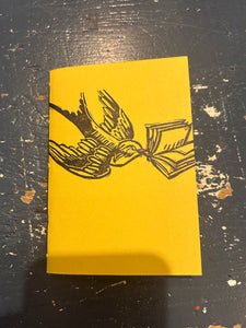 Hand sewn softcover journal - bird with book