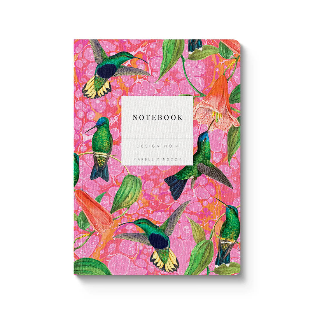 Marble Hummingbirds Premium Paperback Lined Notebook