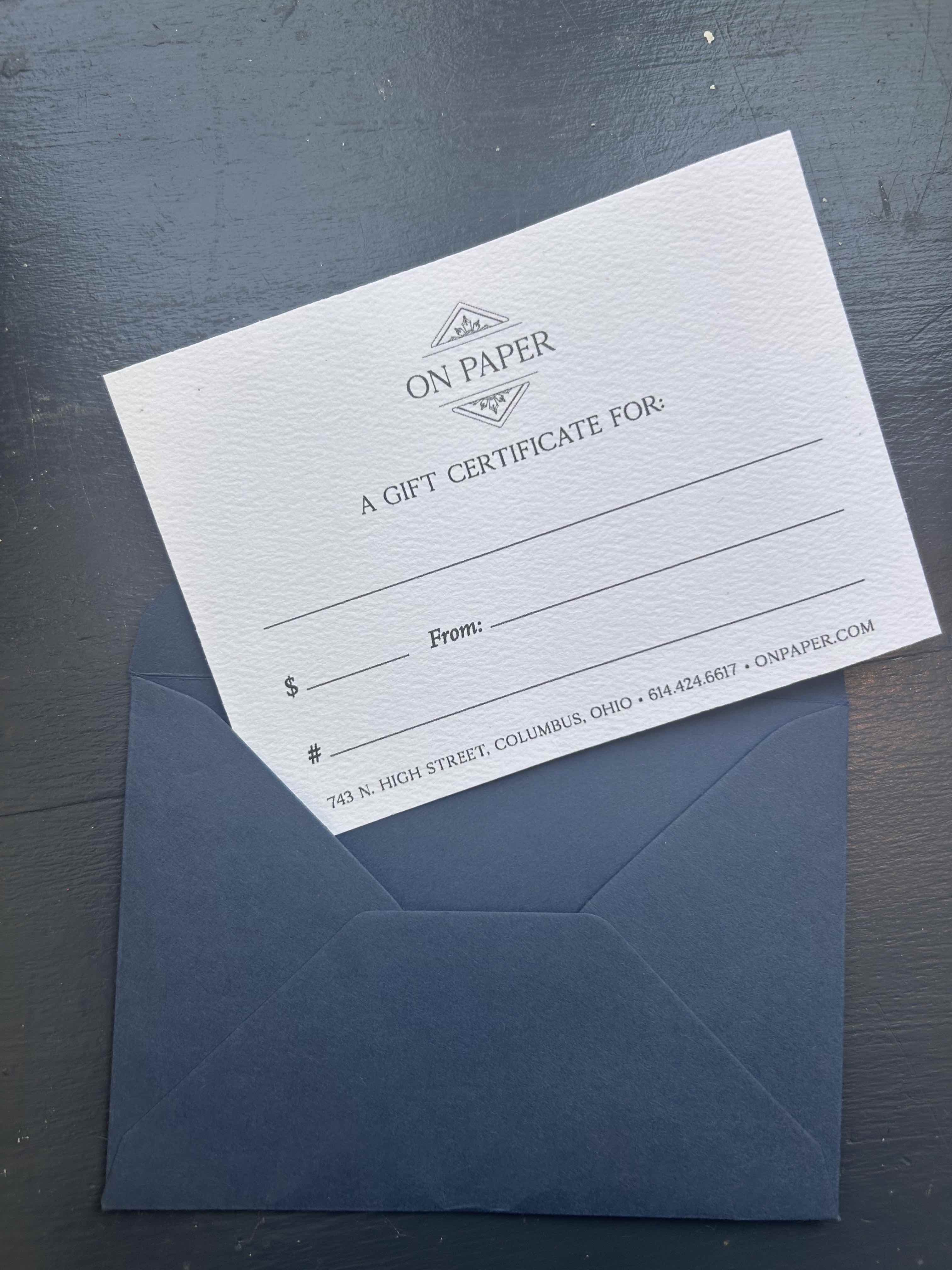 Paper Gift Note On Paper Gift Card