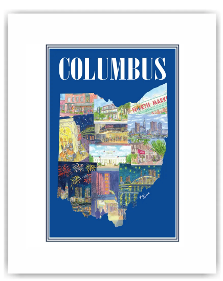 Columbus Collage Watercolor Print by Jim Siemer