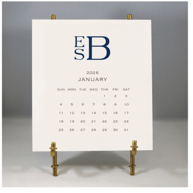Stacked Monogram 2026 Calendar & Easel $50
