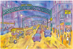Short North Gallery Hop Watercolor Print by Jim Siemer