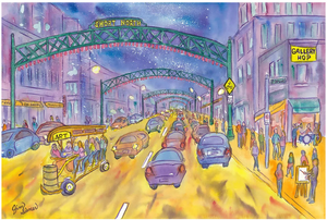 Short North Gallery Hop Watercolor Print by Jim Siemer