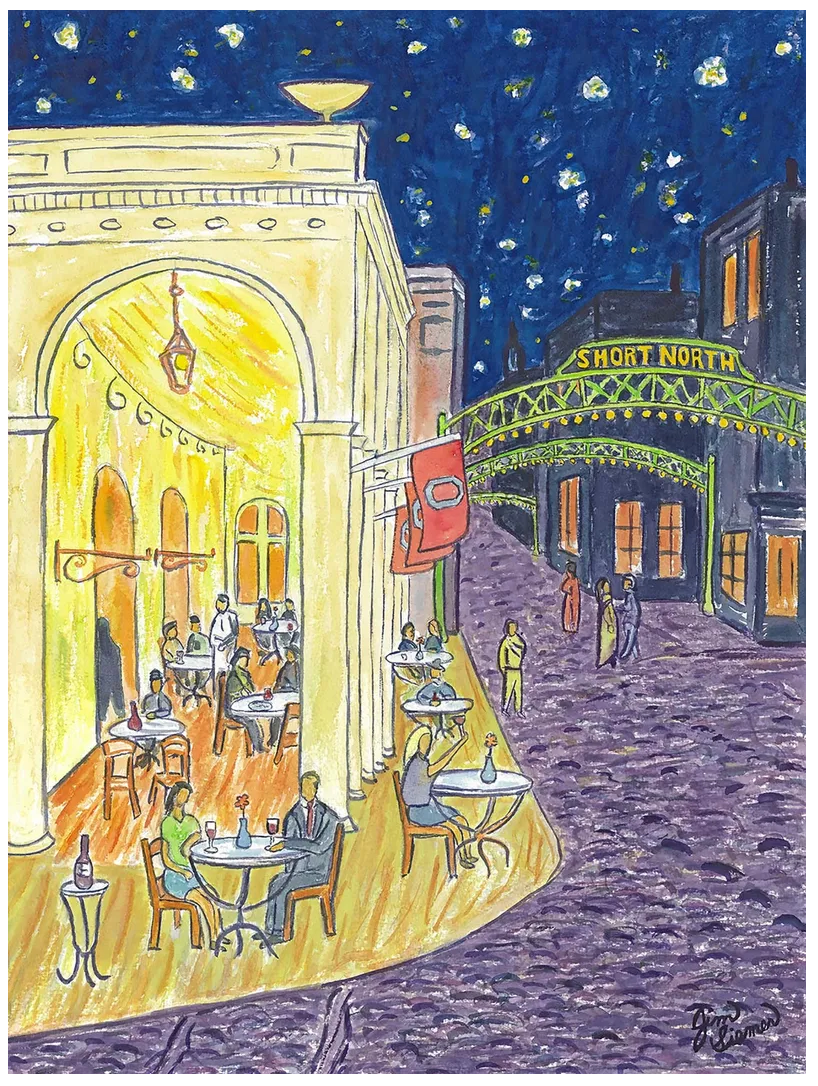 Short North Cafe Watercolor Print by Jim Siemer