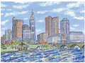 Columbus Skyline Watercolor Print by Jim Siemer
