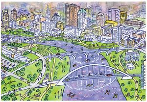 Columbus Got Swag Watercolor Print by Jim Siemer