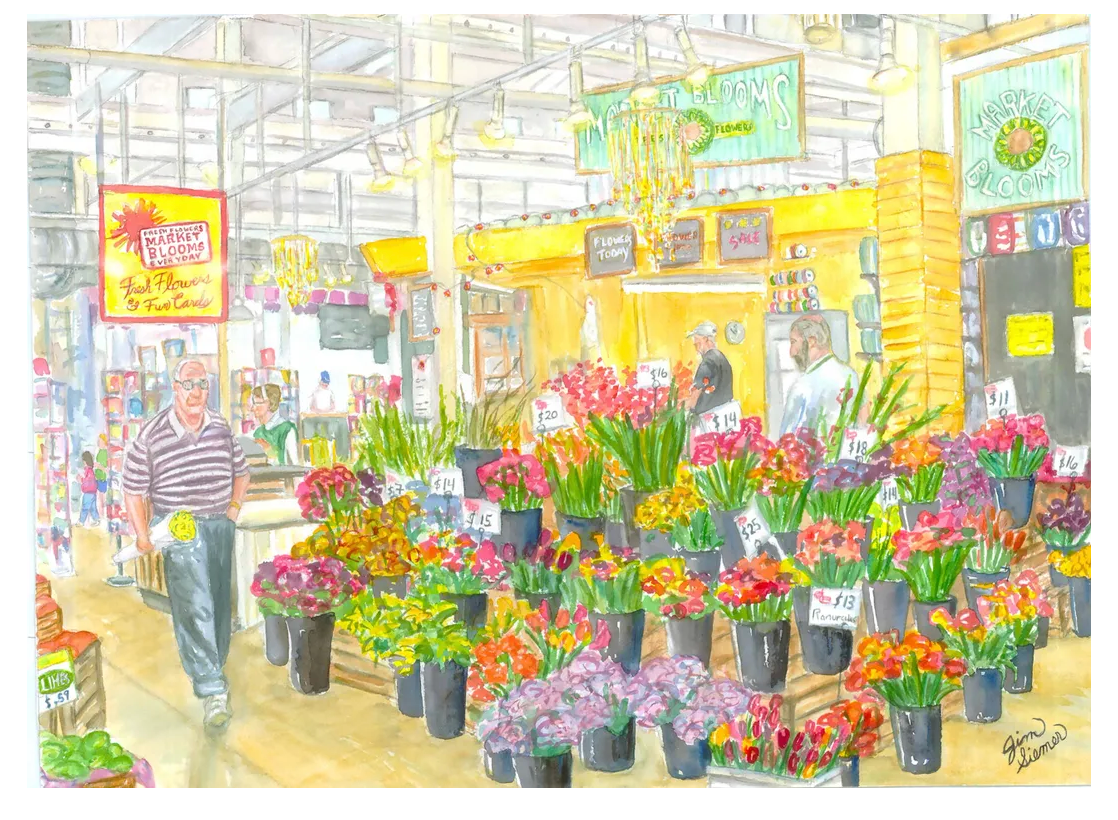 Market Blooms at North Market Print by Jim Siemer