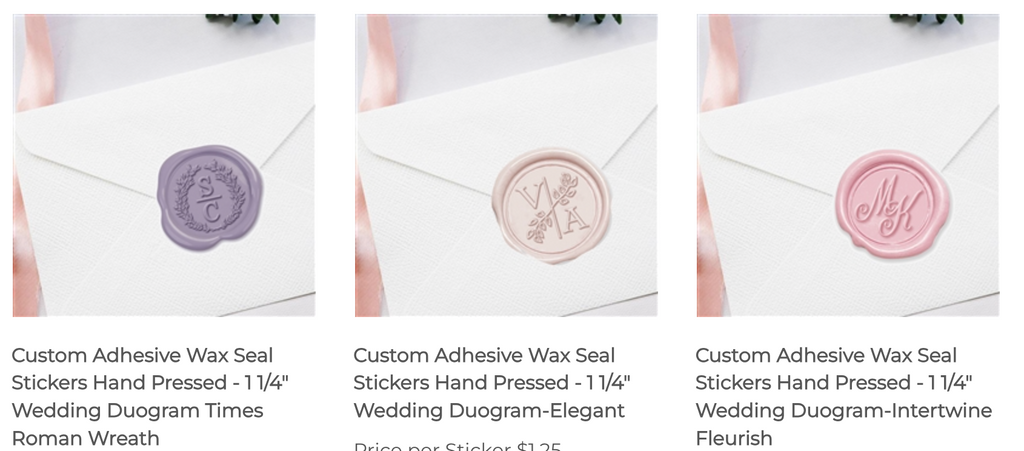 Wedding Duogram Adhesive Wax Seals