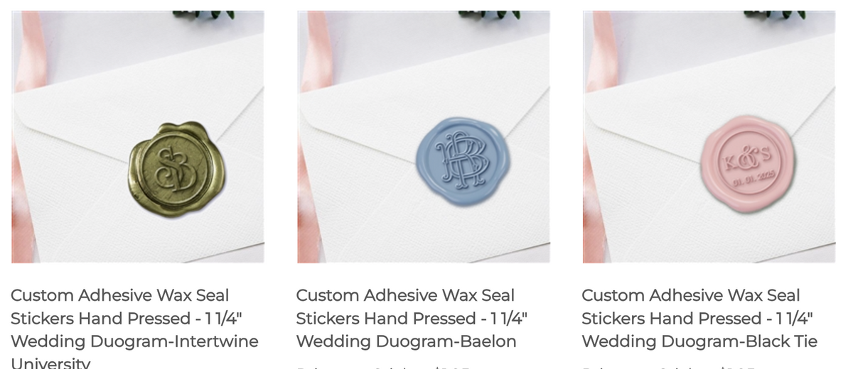 Wedding Duogram Adhesive Wax Seals