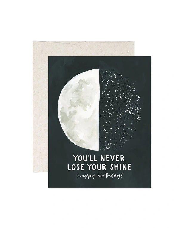 Speckle Moon Birthday Greeting Card