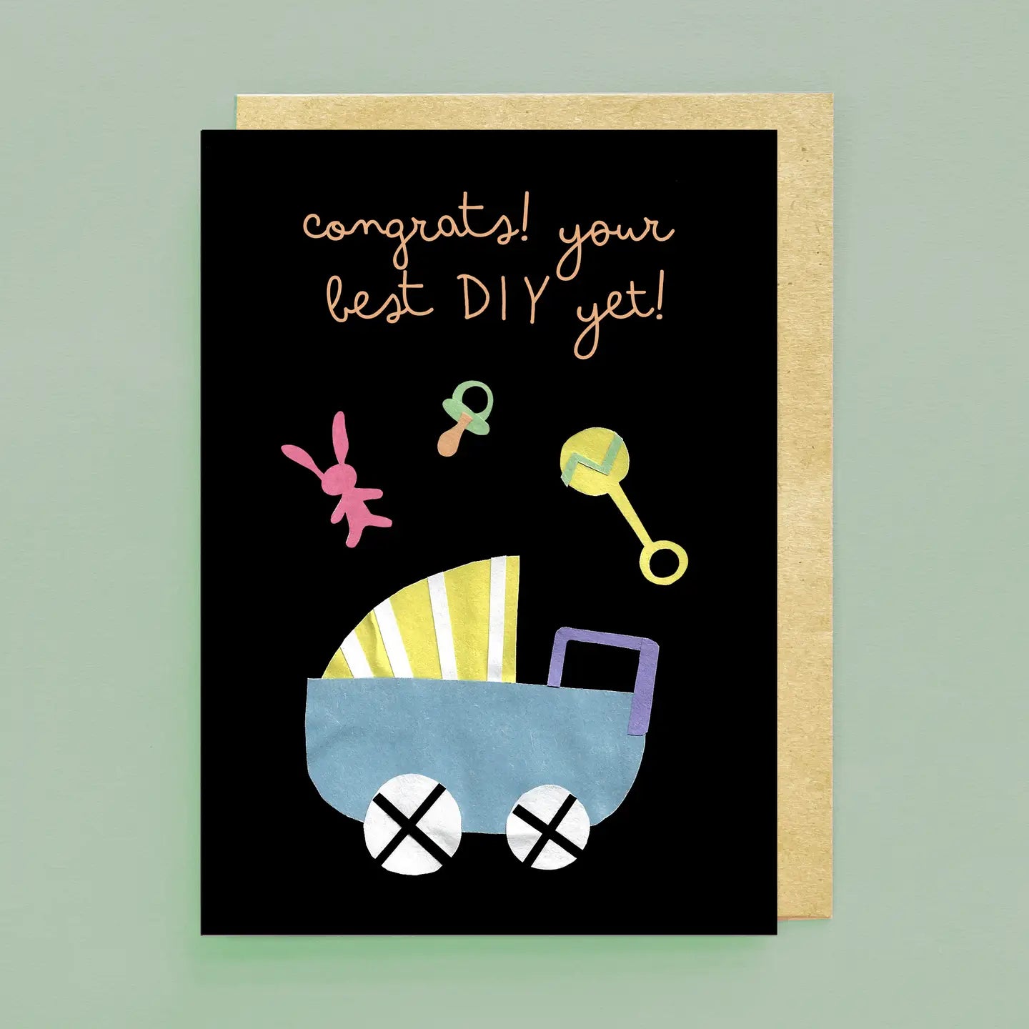 "Congrats!" Modern Colorful New Baby Funny Greeting Card