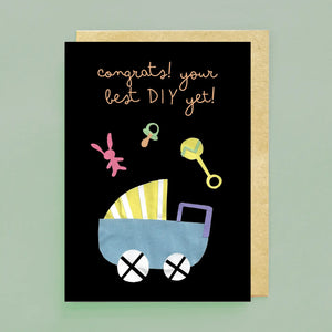 "Congrats!" Modern Colorful New Baby Funny Greeting Card
