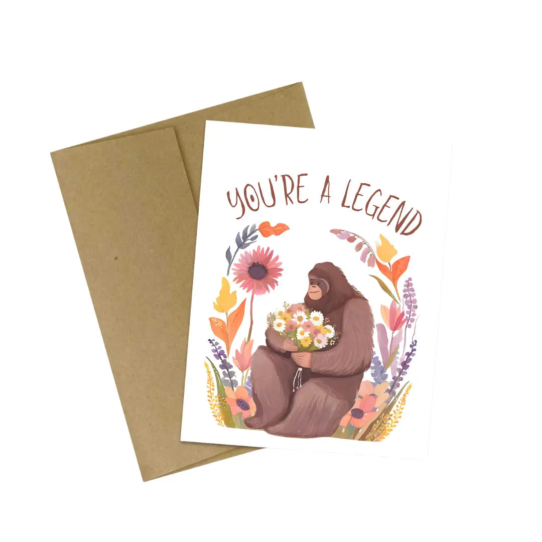Bigfoot Floral You’re A Legend Card For Friend