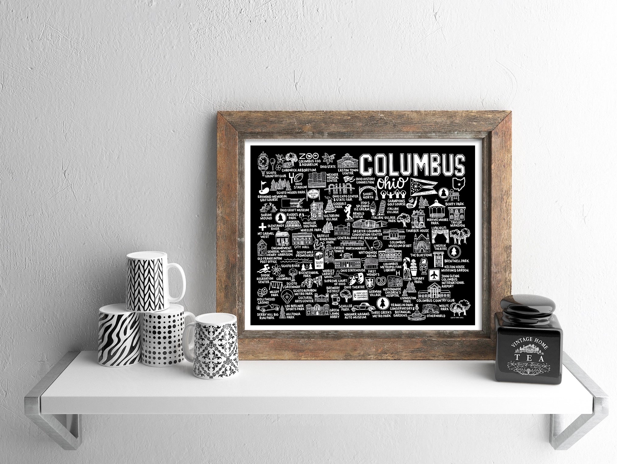 Columbus Ohio Map Black